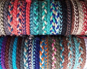 1 Braided HEMP BRACELET - Choose Your own Colors - Hippie Surfer Braided Hemp Bracelet for Men or Women