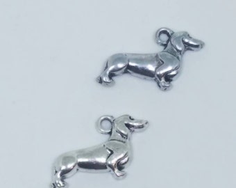 Silver Dog Daschund Charms