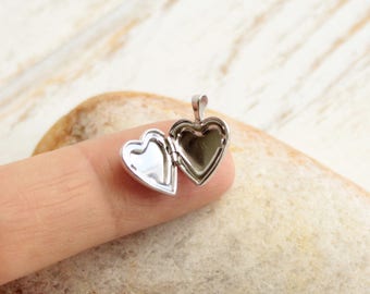 Tiny Sterling Silver Heart Locket Charm -- One Piece