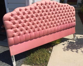 Hollywood Regency Hot Pick Tufted Fabric Headboard Retro