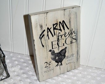 Farmhouse Chicken, Farmhouse decor, Country Rustic, farm Eggs Decor, wooden sign, farm eggs