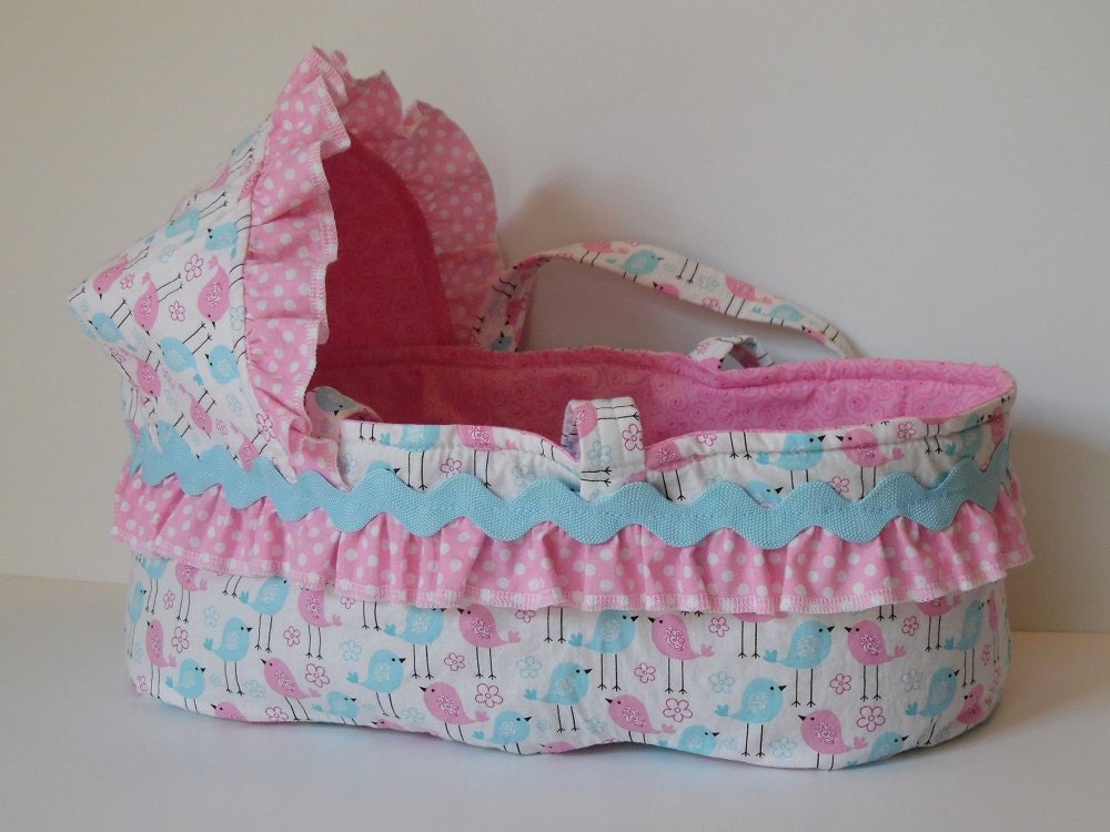 Doll Bed Moses Basket Doll Carrier Bassinet for Bitty Baby