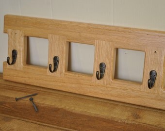 Red Oak wall-mount coat rack, with Golden Pecan stain