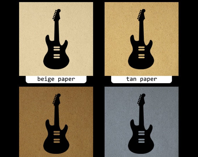 Electric Guitar Printable Graphic Download Music Icon Digital Image Vintage Clip Art Jpg Png Eps HQ 300dpi No.4331