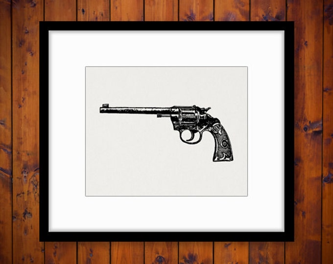 Printable Image Western Revolver Gun Graphic Download Digital Vintage Clip Art Jpg Png Eps HQ 300dpi No.1514