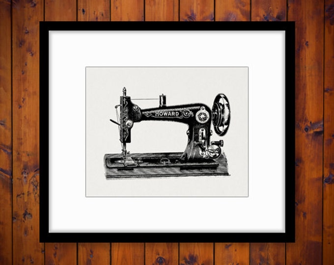 Antique Sewing Machine Printable Graphic Download Illustration Image Digital Vintage Clip Art Jpg Png Eps HQ 300dpi No.1422