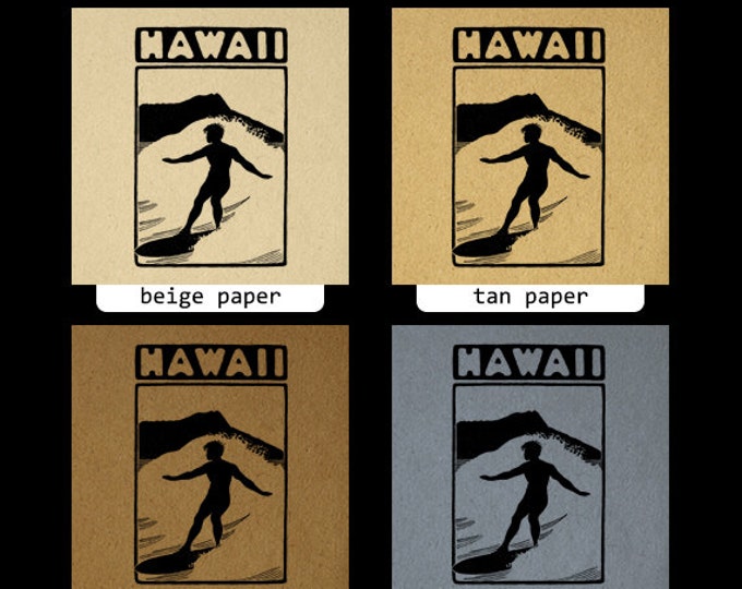 Hawaii Surfing Digital Graphic Printable Download Image Illustration Antique Clip Art Jpg Png Eps HQ 300dpi No.2153