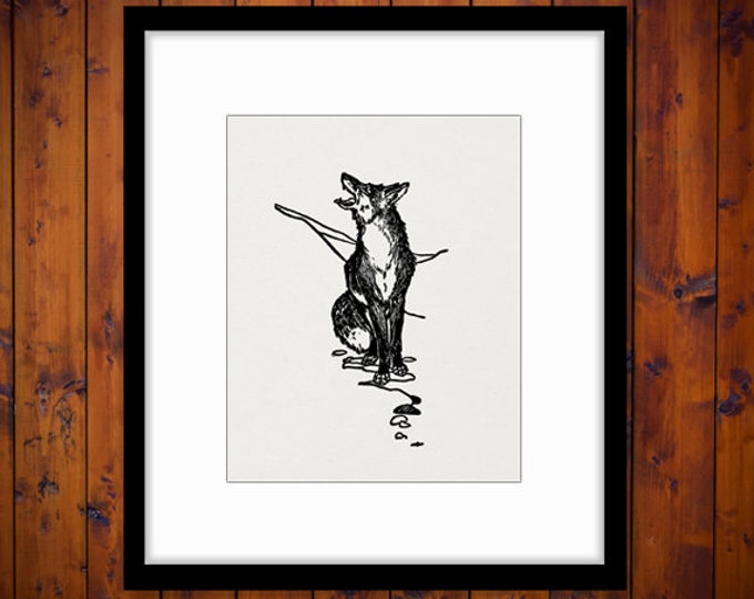 Printable Howling Wolf Graphic Download Image Digital Antique Clip Art Jpg Png Eps HQ 300dpi No.564