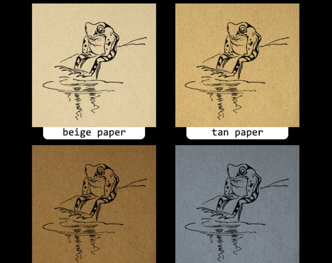 Digital Graphic Sitting Frog Image Cartoon Download Printable Vintage Clip Art Jpg Png Eps HQ 300dpi No.2032