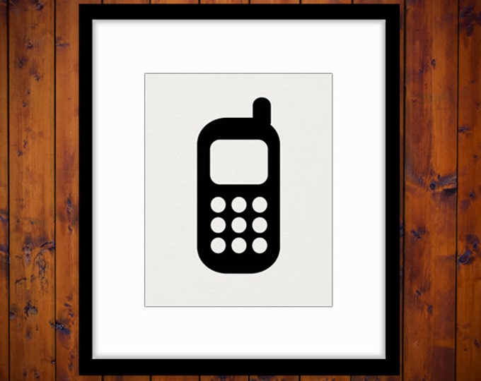 Printable Digital Cell Phone Graphic Cell Phone Icon Image Download Antique Clip Art for Transfers Making Prints etc HQ 300dpi No.3949