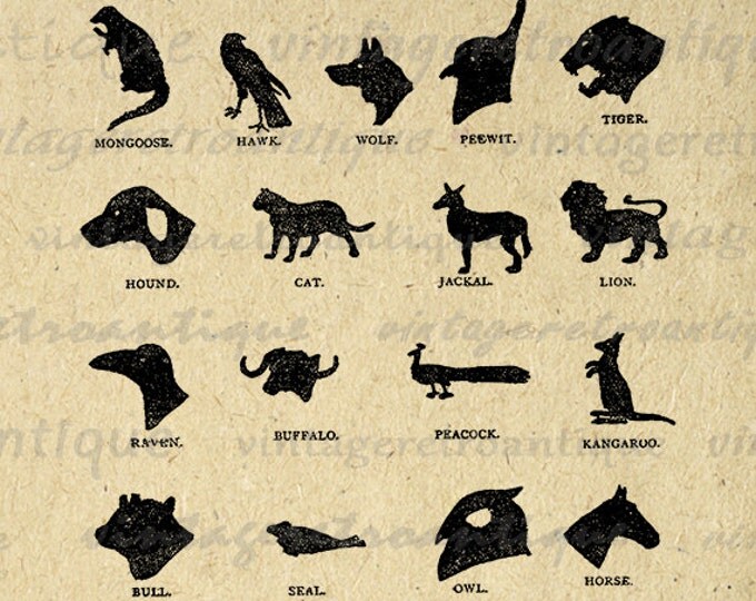 Animal Silhouettes Image Graphic Digital Collage Sheet Printable Download Vintage Clip Art Jpg Png Eps HQ 300dpi No.998