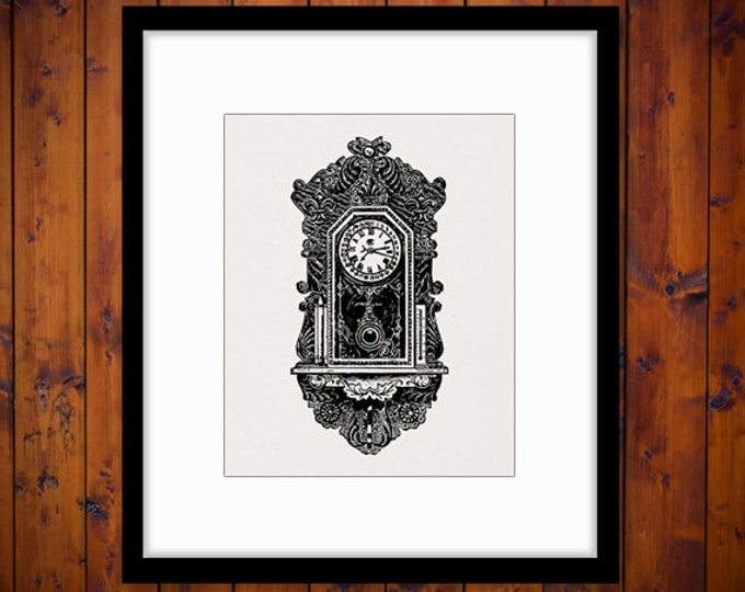 Antique Wall Clock Printable Image Digital Download Graphic Vintage Clip Art Jpg Png Eps HQ 300dpi No.1411