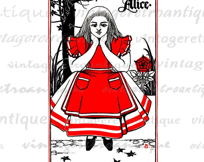 Alice from Alice in Wonderland Graphic Image Download Printable Digital Vintage Clip Art HQ 300dpi No.2535