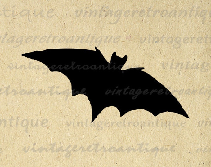 Printable Graphic Bat Silhouette Image Halloween Bat Digital Bat Shape Outline Download Antique Clip Art for Transfers etc HQ 300dpi No.4689