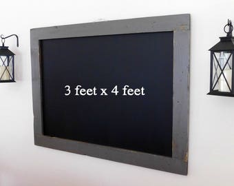 Extra LARGE FRAMED CHALKBOARD - Hand Distressed Wood - Shown in Graphite Gray - 36 x 48 - More Colors Available