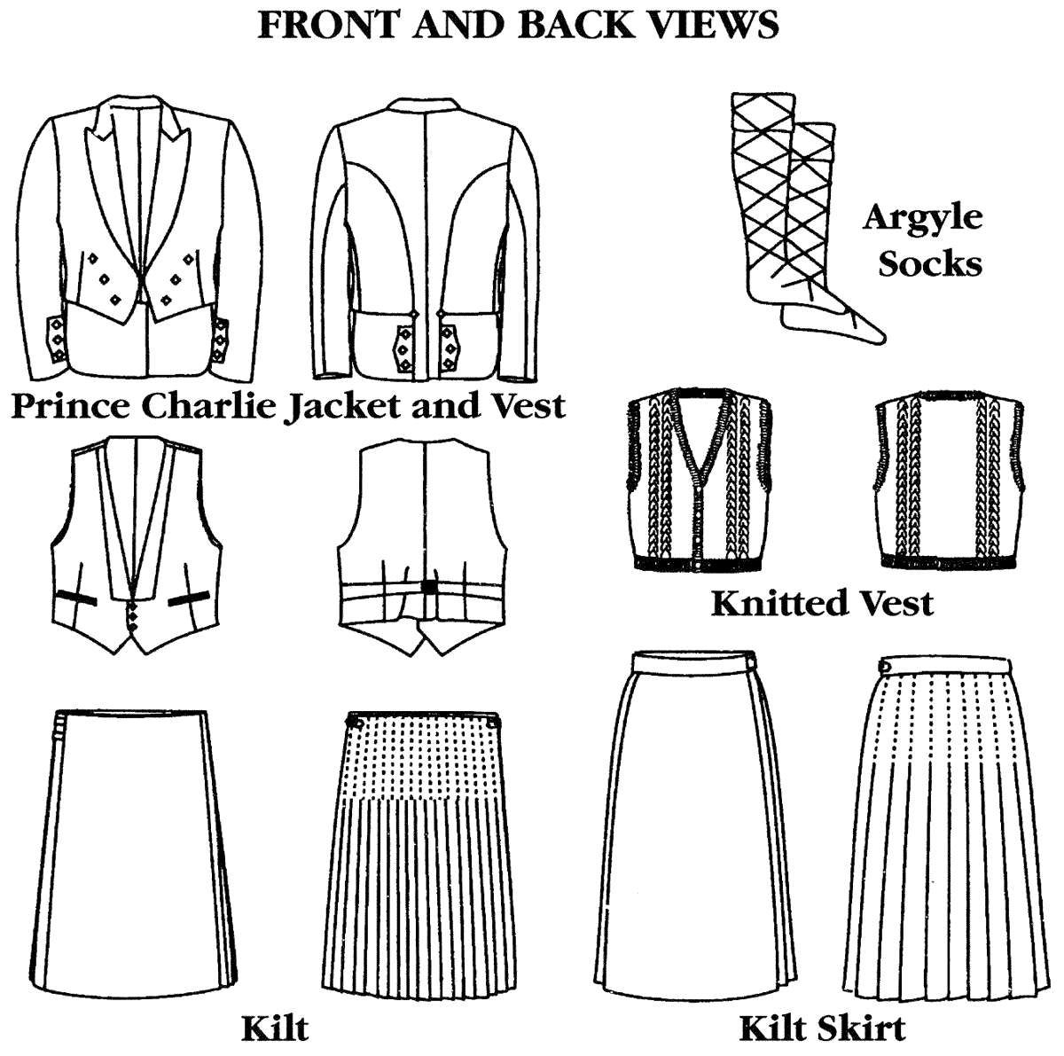 Men's Folkwear Scottish Kilts, Prince Charlie Jacket & Vest Sewing ...
