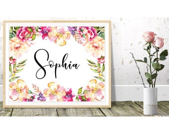 Watercolor name art | Etsy