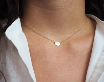 Tiny Initial Heart Necklace, Rose Gold Initial Necklace