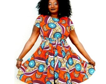 African Dress Blue Lace And African Ankara Fabric Long Dress