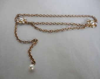 Vintage Chain Belt With Pearls