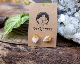 Citrine Raw Crystal Earring Studs