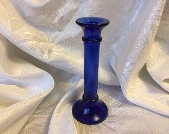 Cobalt Blue Glass Candle Holder Candlestick Holder