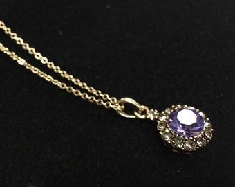Necklace purple cabochon pendant