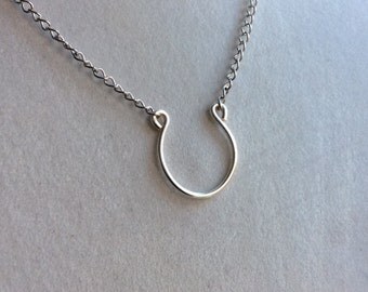 Horseshoe Charm Necklace Luck Lucky 925 sterling or silver plated 50 Shades of Grey gray Anastasia Steele Mothers Day birthday gift for her