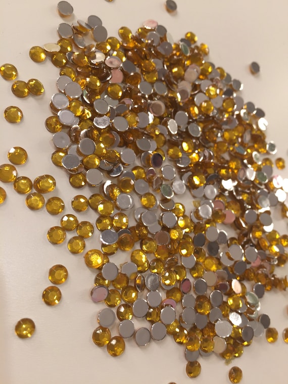 200pcs yellow/gold loose rhinestones bling craft supplies