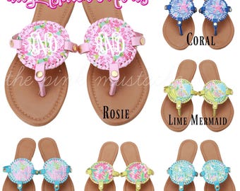 Lilly Inspired Monogrammed Sandals - Floral Flip Flops