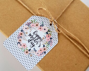 Happy Mother's Day Gift Tags (6) | Floral Wreath Gift Tags