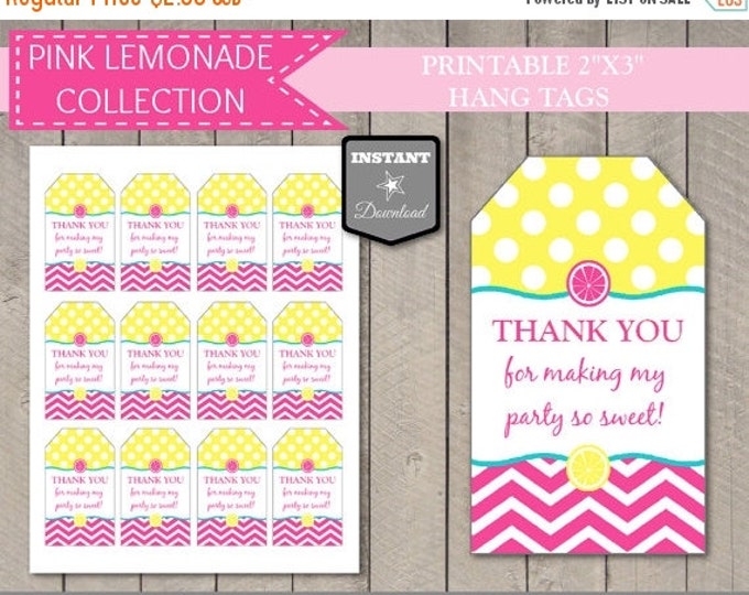 SALE INSTANT DOWNLOAD Pink Lemonade Thank You Hang Tags / Party Favors / Printable / Bright Pink Lemonade Collection / Item #419