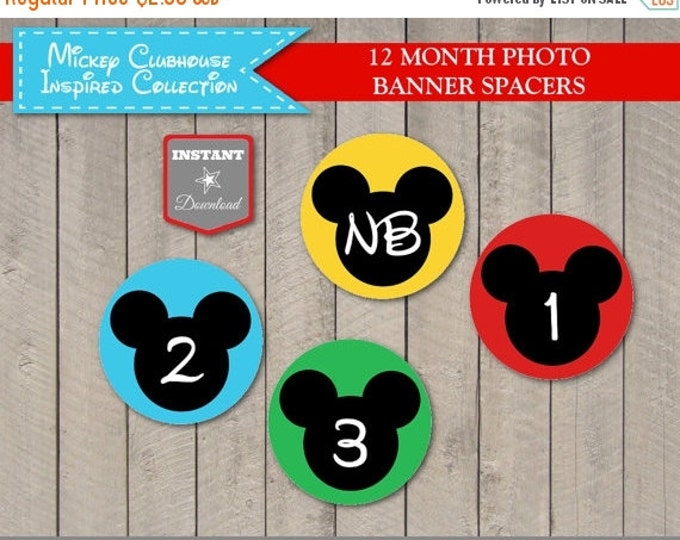 SALE INSTANT DOWNLOAD Printable Mouse Clubhouse 12 Month Photo Banner Spacers / 1st First Birthday / Clubhouse Collection / Item #1631