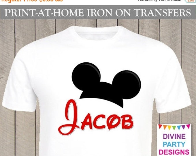 SALE Personalized Print at Home Mouse Ears Printable Iron on Transfer / Includes Name / Family / Trip / Birthday / Item #2483