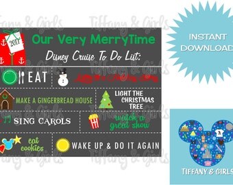 PRINTABLE Disney Cruise Very MerryTime Christmas Cruise Door Magnet or T Shirt Iron-On JPEG