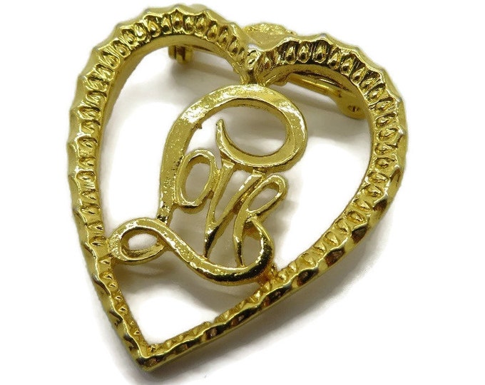 Heart Pin, Vintage Gerry's Love Heart Gold Tone Brooch Pin, Perfect Gift, Gift Box