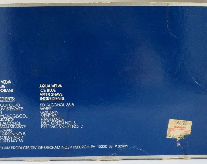 Vintage AQUA VELVA Grooming Set, Ice Blue After Shave and Stick Deodorant, 1980s, Unopened
