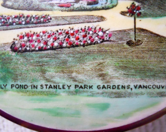 Vintage Gray's Pottery Canadian Trinket Box, Hand Painted British Pottery, Vancouver, BC Scenic Box