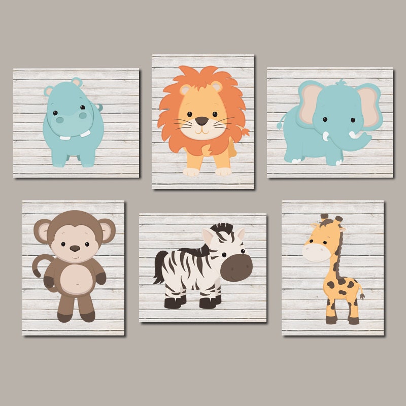 Zoo Animal Nursery Art Prints Or Canvas Jungle Animals Safari