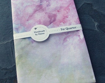 Purple Rainbow Watercolour Effect Fat Quarter - Hand Dyed Fabric, Pastel Plum Sky Blue Amber Rose Chalk White Rainbow Quilting Cotton, 3419