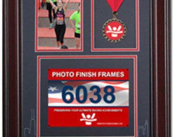 Chicago Marathon Medal Display Frame - Library Mahogany