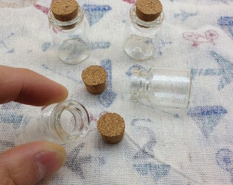 20 Pcs Round bottom Mini glass bottles with corks 20x30mm
