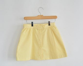 Yellow Tennis Skirt Snap Front Short 90's Tennis Skirt Lilly's of Beverly Hills Mini Skirt Front Wrap 26" waist