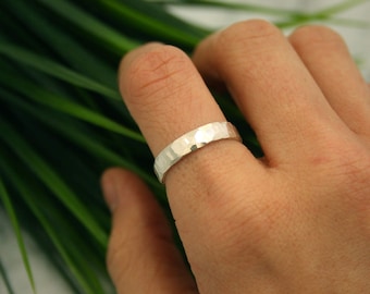 Faceted Silver Stacking Ring