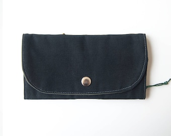 Mrs. Price Wallet, large, six cards, give space to your dollar bills, handmade with upcycled fabrics in L'Anse-St-Jean, Saguenay, Quebec