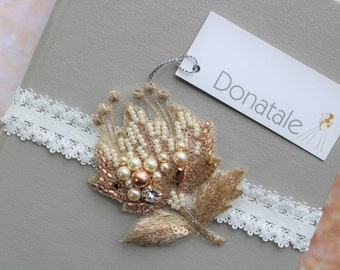 Bridal Garter, Wedding Garter, Vintage Style Garter, Lace Garter, Gold Wedding Garter, Gold Wedding Accessories Vintage Whimsical - ALDA