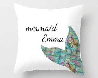 Personalized Mermaid Pillow Cover 16" 18" 20" 26"