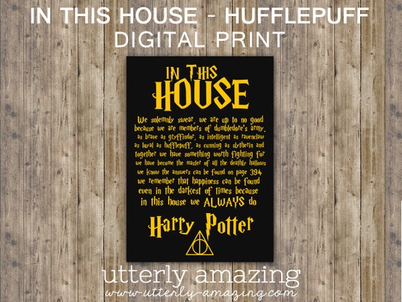 Harry Potter Hogwarts House Rules Typography Digital Print