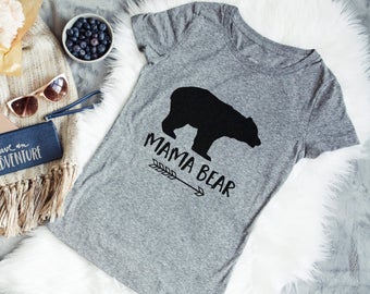 Mama Bear Shirt - Gray Womans Tee - Mama Bear Tshirt for Mother's Day