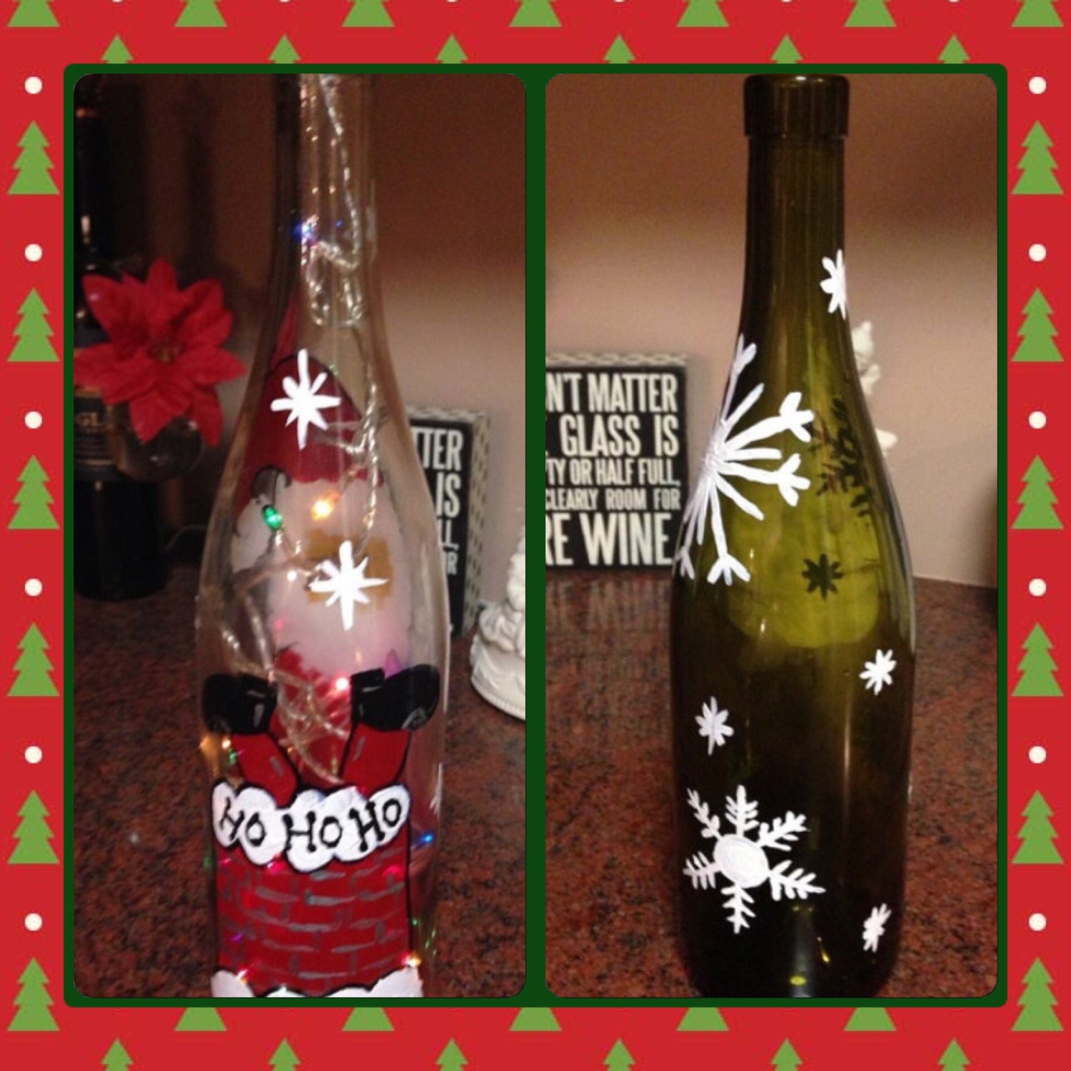 Christmas light up wine bottles Decorative Christmas bottles